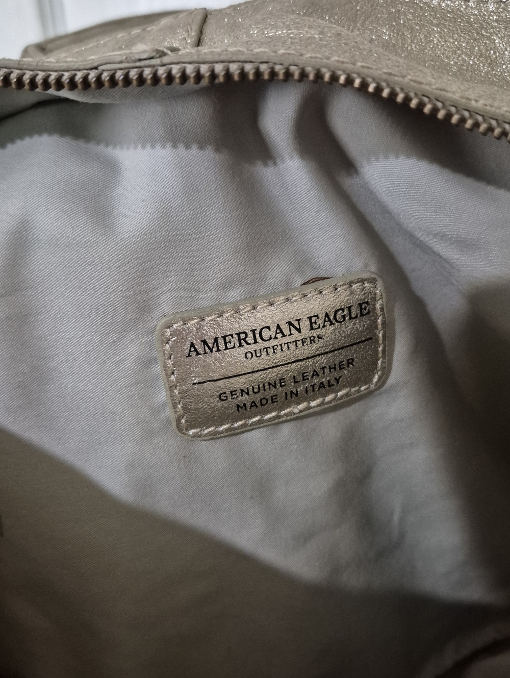 American Eagle Urban Outfitters Italian Leather Silver Tote - Picture 10 of 13